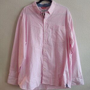 Tommy Bahama Mens Button Down Shirt Long Sleeve Striped Pink White Size XL